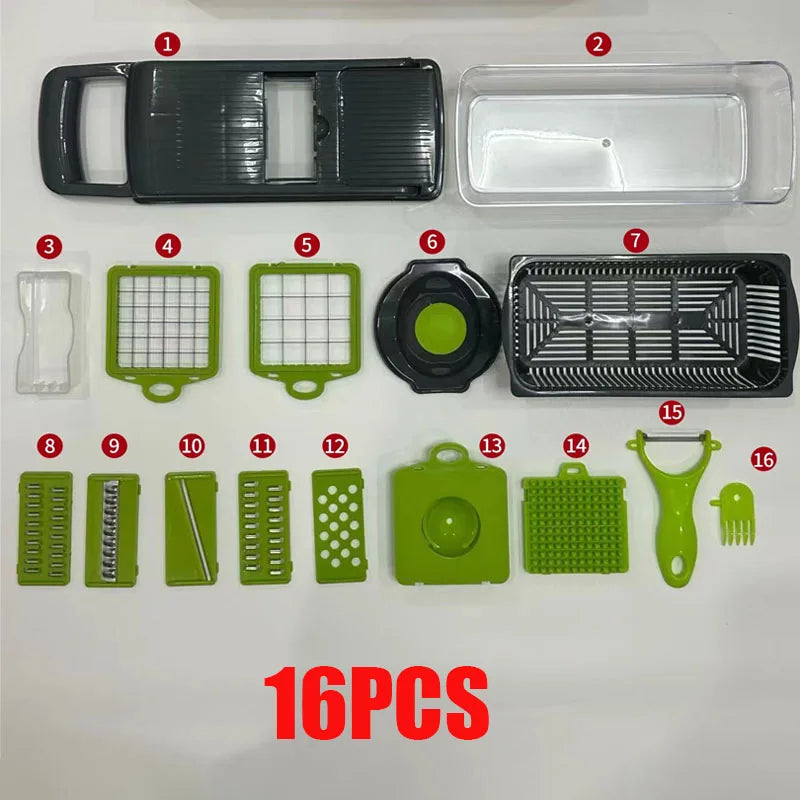 Multifunctionele Groentesnijder – 16-in-1 Keukenhulp