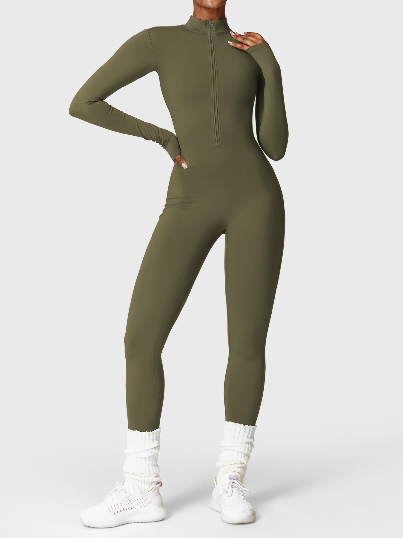 KF Fashion Fleece Long Sleeve Zipper Jumpsuit