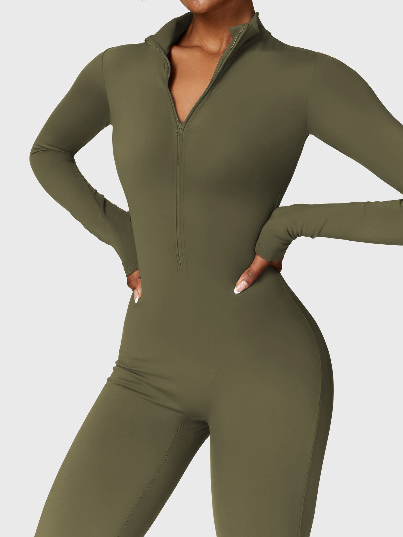 KF Fashion Fleece Long Sleeve Zipper Jumpsuit