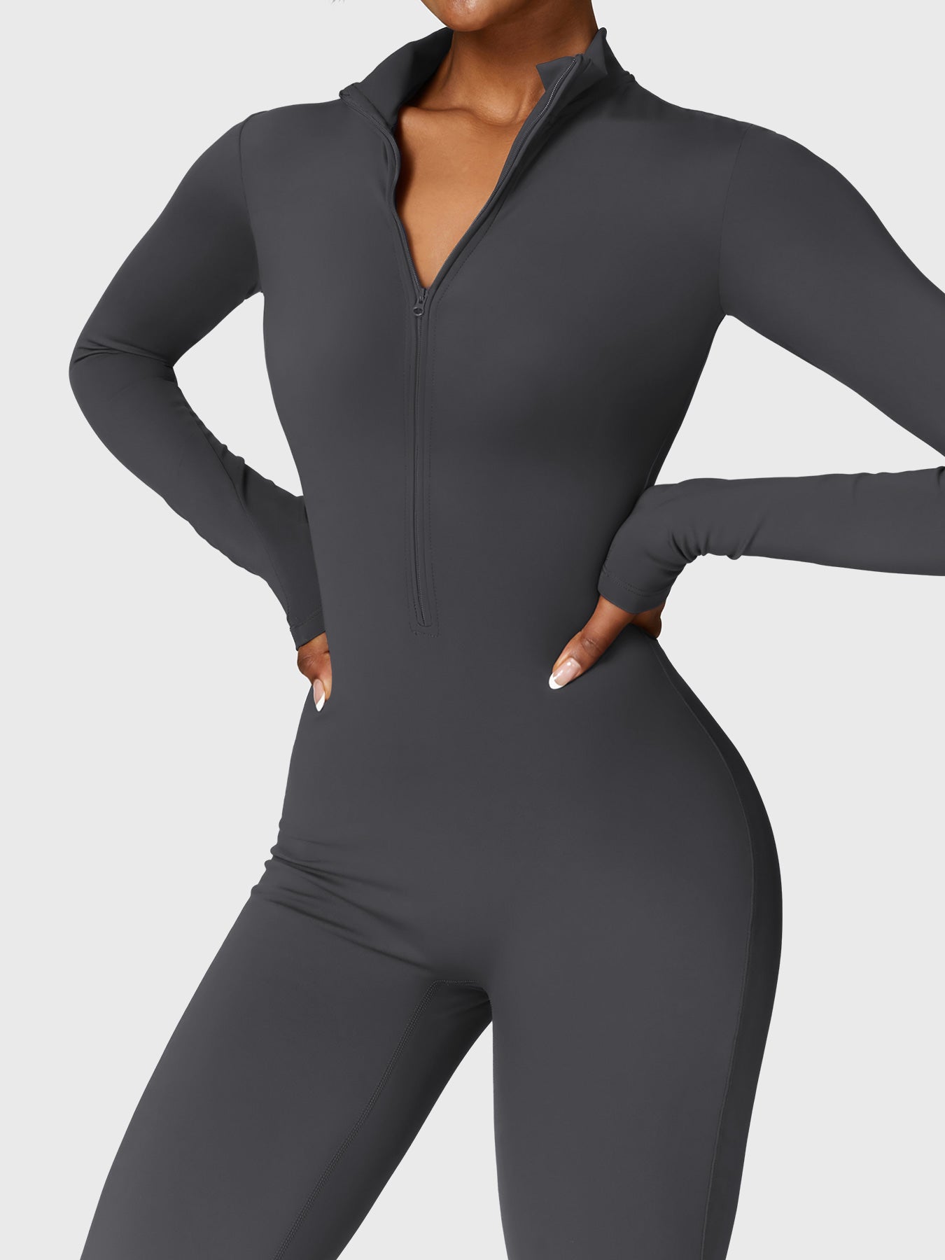 KF Fashion Fleece Long Sleeve Zipper Jumpsuit