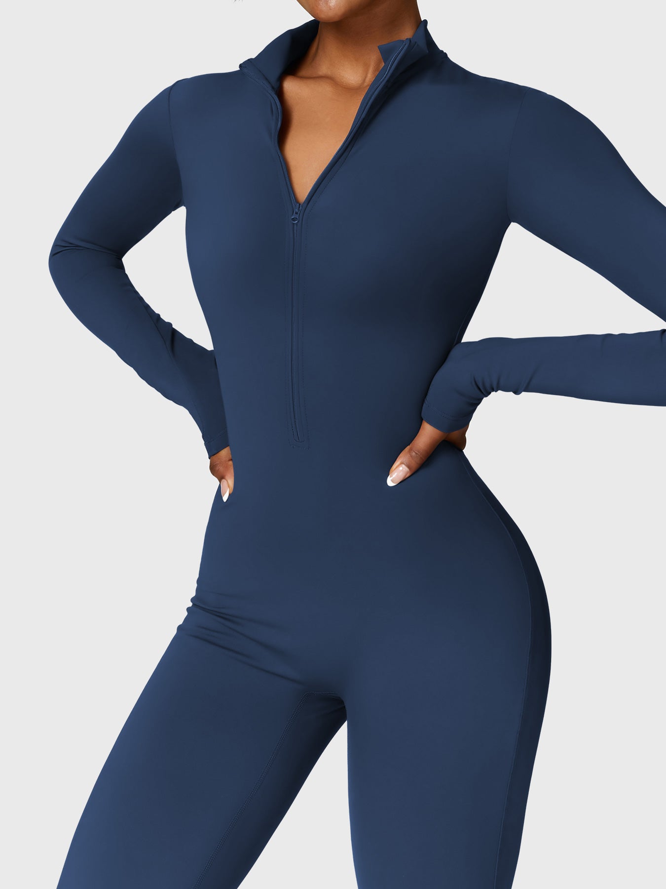 KF Fashion Fleece Long Sleeve Zipper Jumpsuit