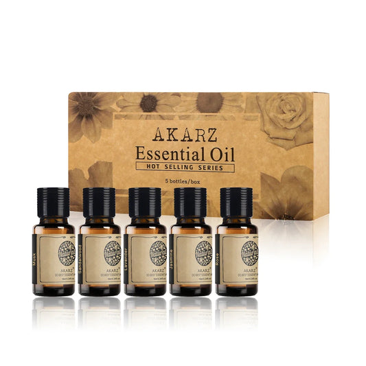 Akarz Hots Serie Essentiële Oliën Gift Set Musk, Sandelhout, Lavendel, Jasmijn, Rose Aromatherapie Oliën Voor Diffuser,10Ml Flessen