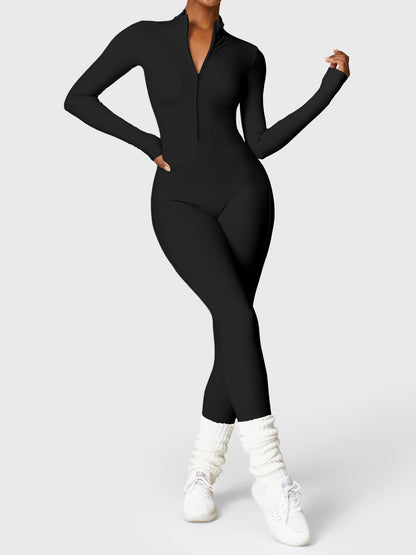 KF Fashion Fleece Long Sleeve Zipper Jumpsuit