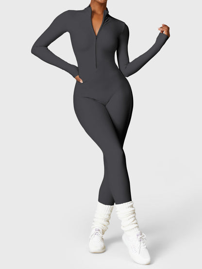 KF Fashion Fleece Long Sleeve Zipper Jumpsuit