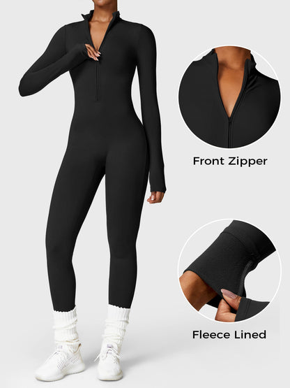 KF Fashion Fleece Long Sleeve Zipper Jumpsuit