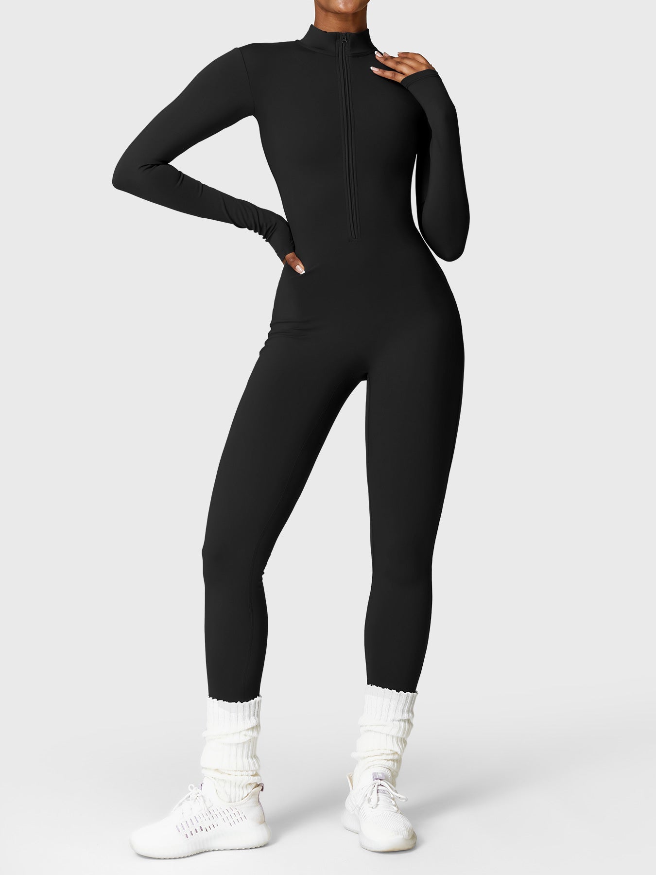 KF Fashion Fleece Long Sleeve Zipper Jumpsuit