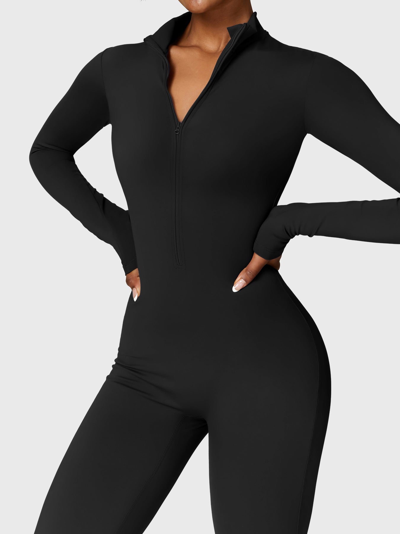 KF Fashion Fleece Long Sleeve Zipper Jumpsuit