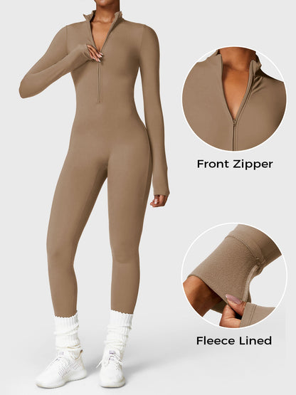 KF Fashion Fleece Long Sleeve Zipper Jumpsuit