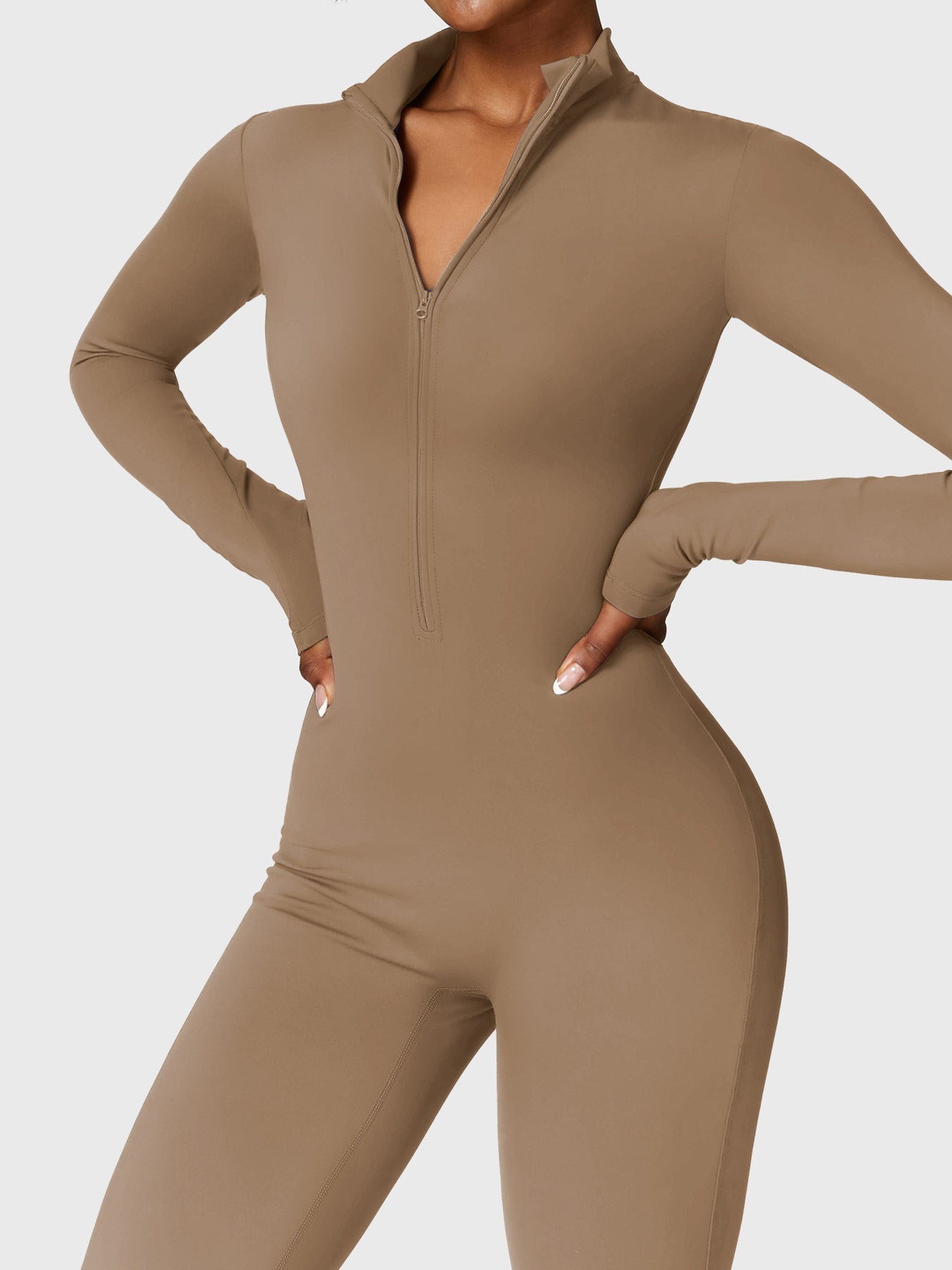 KF Fashion Fleece Long Sleeve Zipper Jumpsuit
