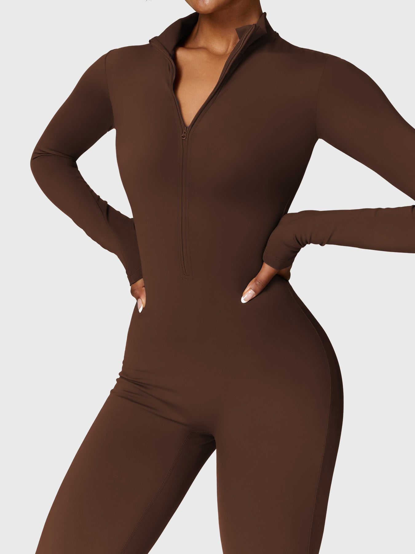 KF Fashion Fleece Long Sleeve Zipper Jumpsuit