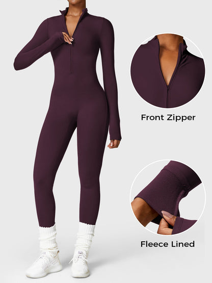 KF Fashion Fleece Long Sleeve Zipper Jumpsuit