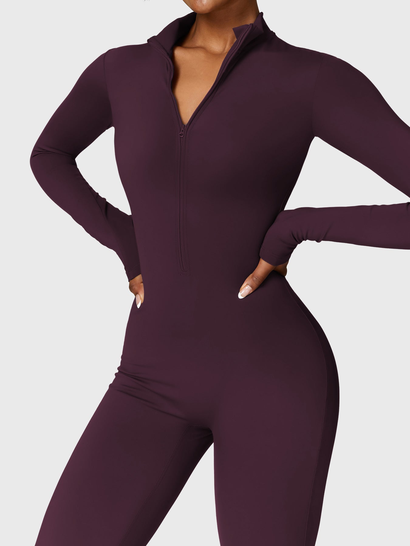 KF Fashion Fleece Long Sleeve Zipper Jumpsuit