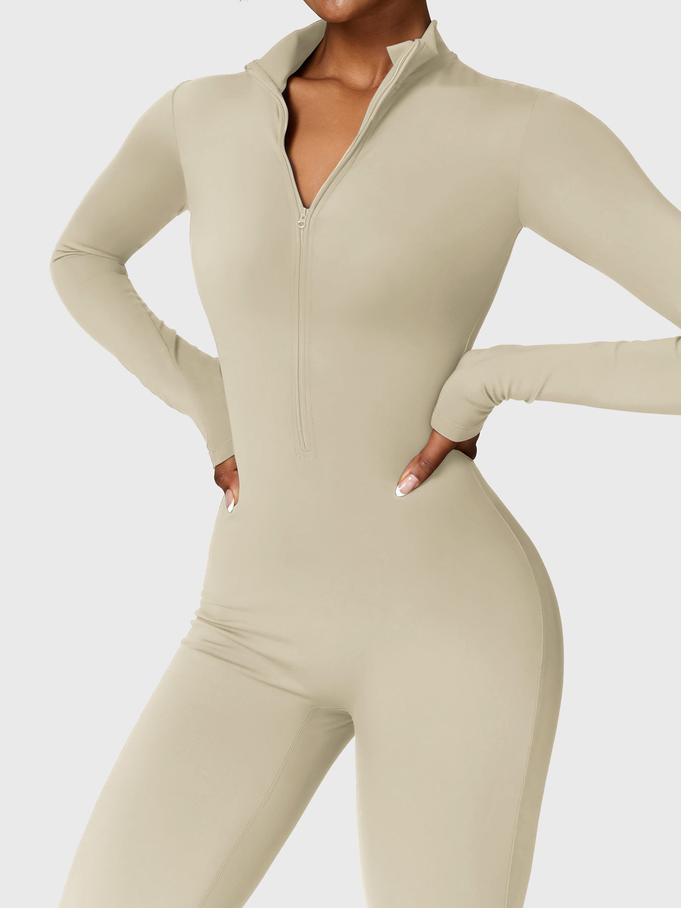 KF Fashion Fleece Long Sleeve Zipper Jumpsuit