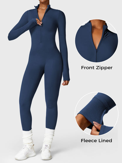 KF Fashion Fleece Long Sleeve Zipper Jumpsuit