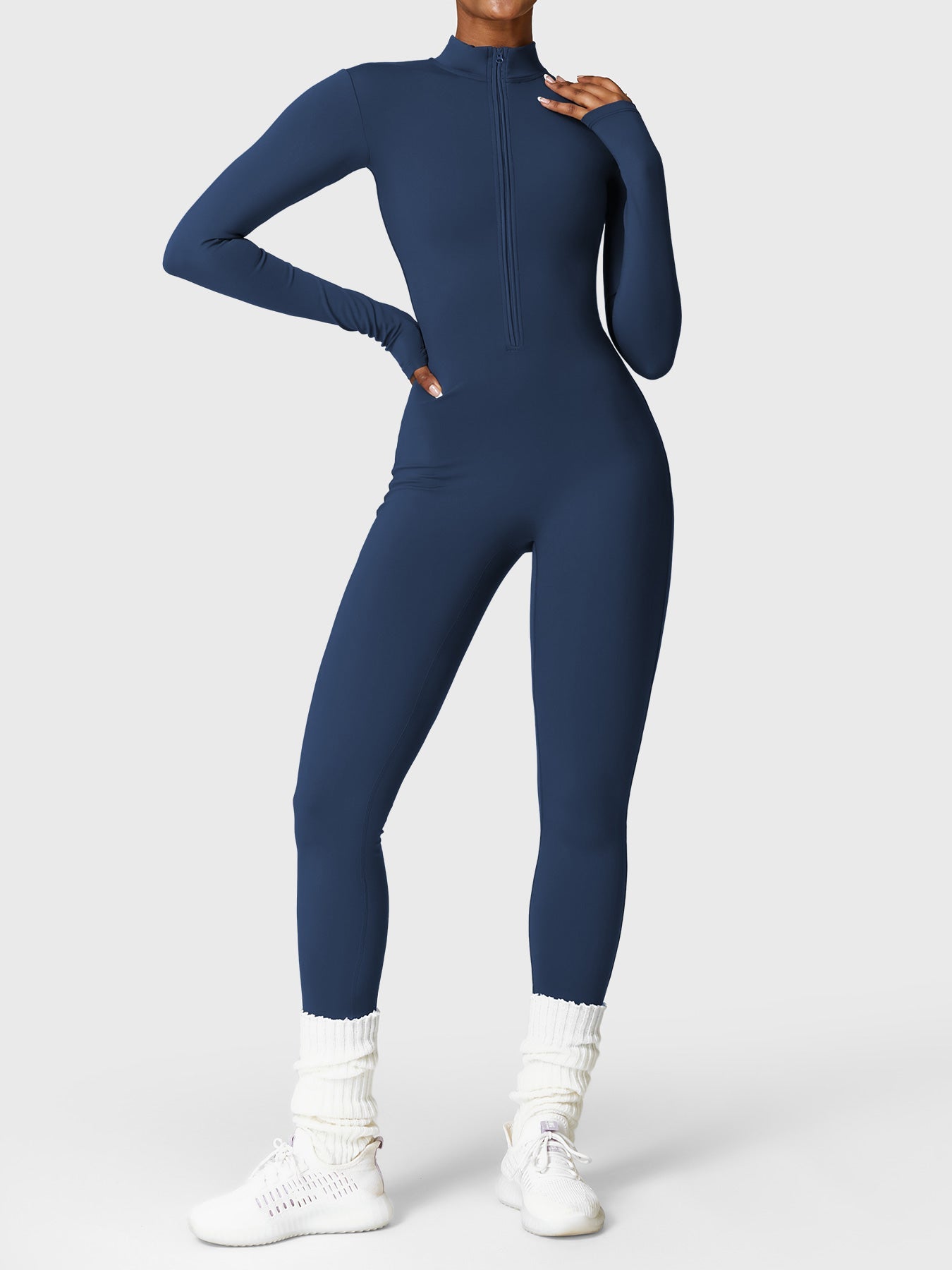 KF Fashion Fleece Long Sleeve Zipper Jumpsuit
